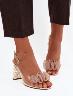 Sandály na podpatku s krystaly D&A MR52-237 zlaté