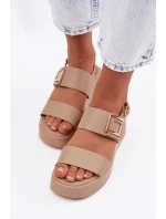 Dámské sandály na platformě s ozdobným detailem Béžové Nelira