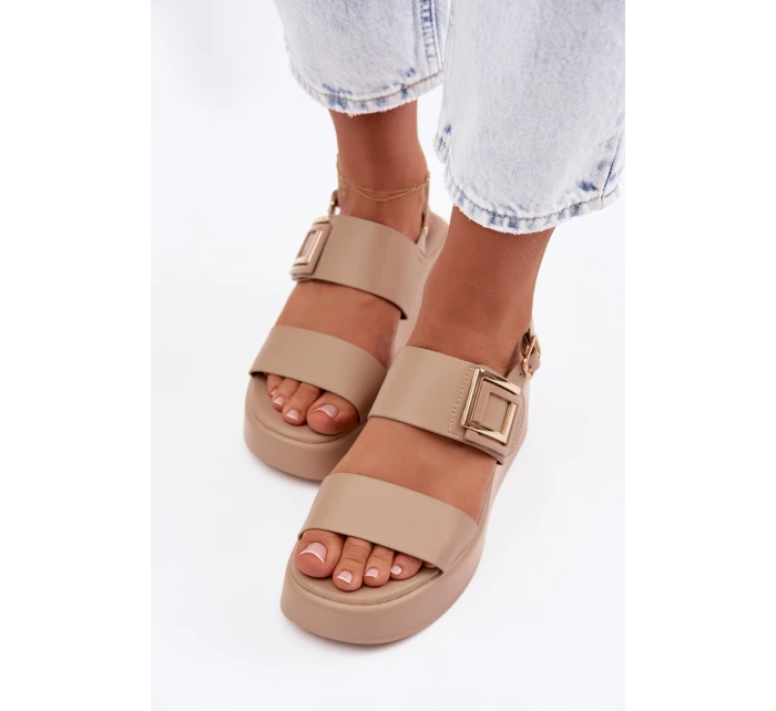 Dámské sandály na platformě s ozdobným detailem Béžové Nelira