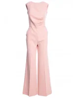 S115 Overal so širokými nohavicami - púdrový