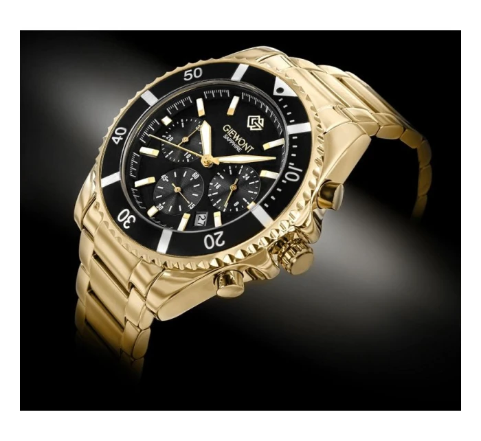 Pánské hodinky Chronograph Sapphire Gold Black model 21807545 - Giewont Pánské hodinky Chronograph Sapphire Gold Black model 21807545 - Giewont