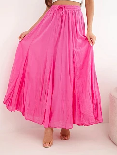 Dámska maxi bavlnená sukňa s elastickým pásom camel