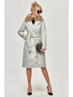 Svetlosivý dámsky kabát s kožušinou (SASKIA)