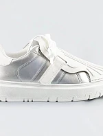 Strieborno-biele dámske športové topánky so zakrytým šnurovaním (RA2049)