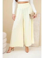 Dámske viskózové nohavice s elastickým pásom žlté