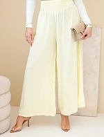 Dámske viskózové nohavice s elastickým pásom žlté
