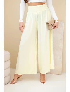 Dámske viskózové nohavice s elastickým pásom žlté