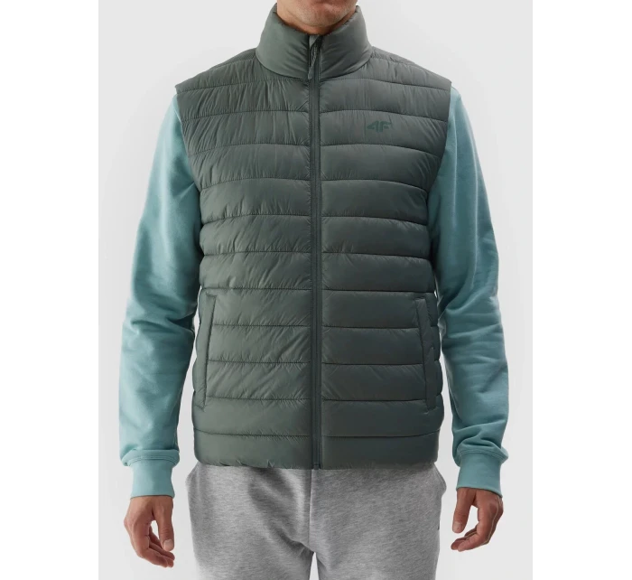 Pánská péřová vesta s model 20437840 výplní zelená - 4F Pánská péřová vesta s model 20437840 výplní zelená - 4F