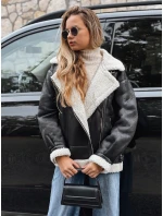 Dámska čierna bunda z ovčej kože ramones FashionStreet TY5246 Dámska čierna bunda z ovčej kože ramones FashionStreet TY5246