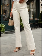 Dámske široké džínsy s vysokou sedmičkou béžové FashionStreet UY2944