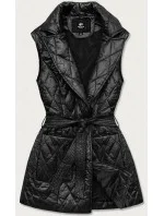 Čierna dámska vesta s golierom (JIN221)