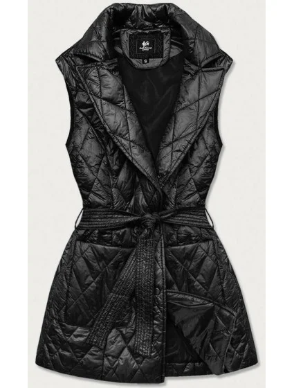 Čierna dámska vesta s golierom (JIN221)