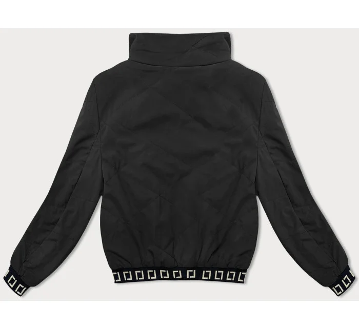 Dámska krátka bunda so stojačikom čierna (5M3161)