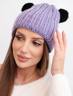 Dámská zimní čepice vlněná s bambulí model 21817779 fialová - K-Fashion