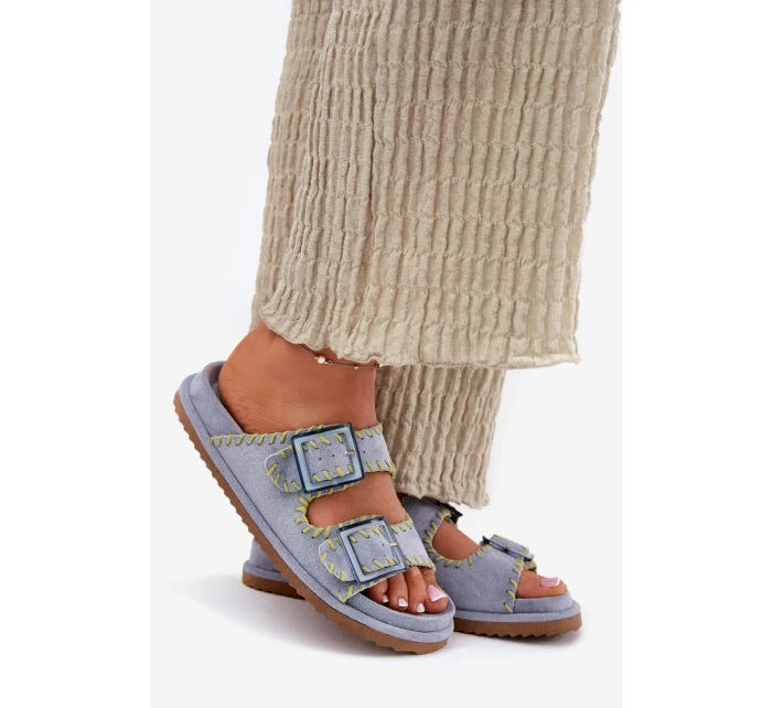 Dámské Pantofle S A Ozdobným Modré model 21696583 - Boto