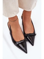 Lakierowane Sandały Na Szpilce Z Kokardką Czarne Naylna Lakierowane Sandały Na Szpilce Z Kokardką Czarne Naylna
