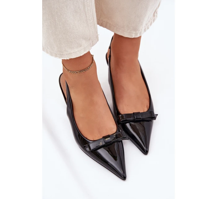 Lakierowane Sandały Na Szpilce Z Kokardką Czarne Naylna Lakierowane Sandały Na Szpilce Z Kokardką Czarne Naylna