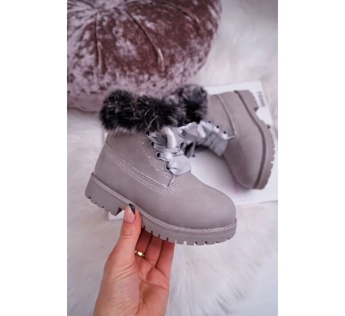 Dětské Kotníkové Boty Zateplené Šedé Tesoro