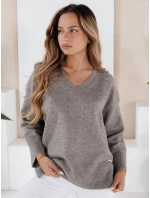 Dámský svetr s výstřihem do V šedý Dstreet model 21991008 - FashionStreet