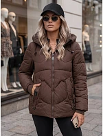 Kurtka damska zimowa pikowana z kapturem brązowa FashionStreet TY5752 Kurtka damska zimowa pikowana z kapturem brązowa FashionStreet TY5752