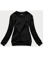 Čierna dámska tepláková mikina so sťahovacími lemami (W01-3)
