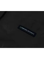 Čierna dámska bunda s ozdobnou lemovkou (B8139-1)