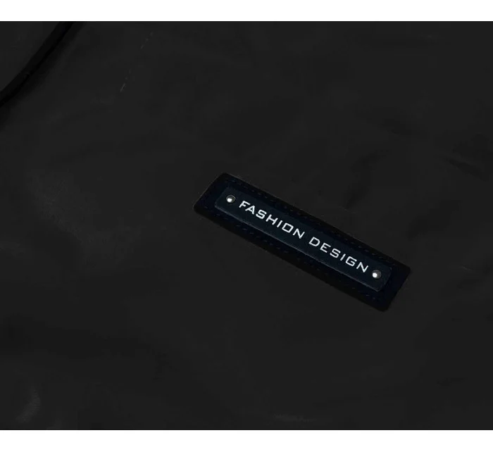 Čierna dámska bunda s ozdobnou lemovkou (B8139-1)