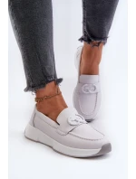 Dámské Kožené Mokasíny Na Platformě Světle Šedé model 21659703 - S.Barski