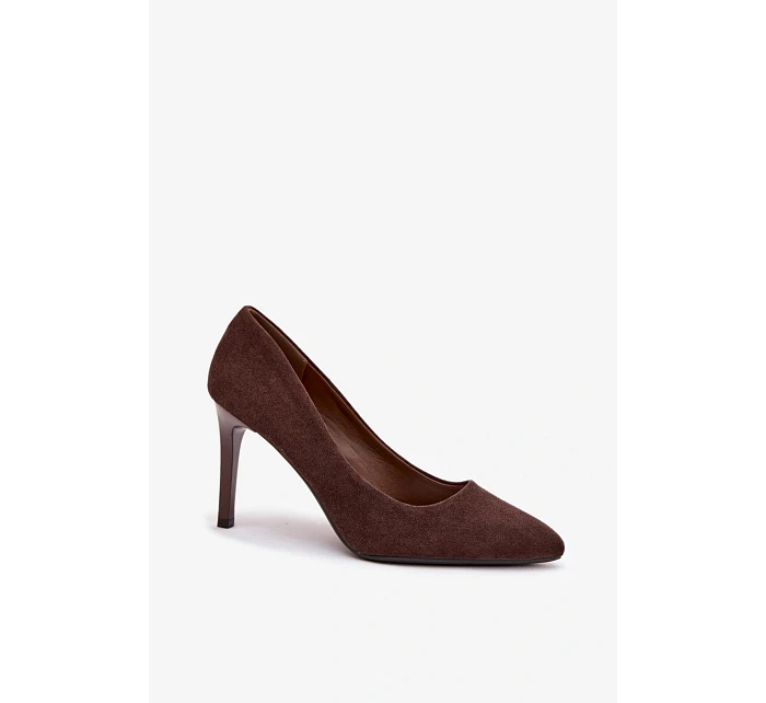 Eko semišové lodičky model 21821736 čokoládové - SERGIO LEONE