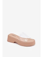 Dámské sandály na platformě s páskem Béžové model 22107240 - Boto