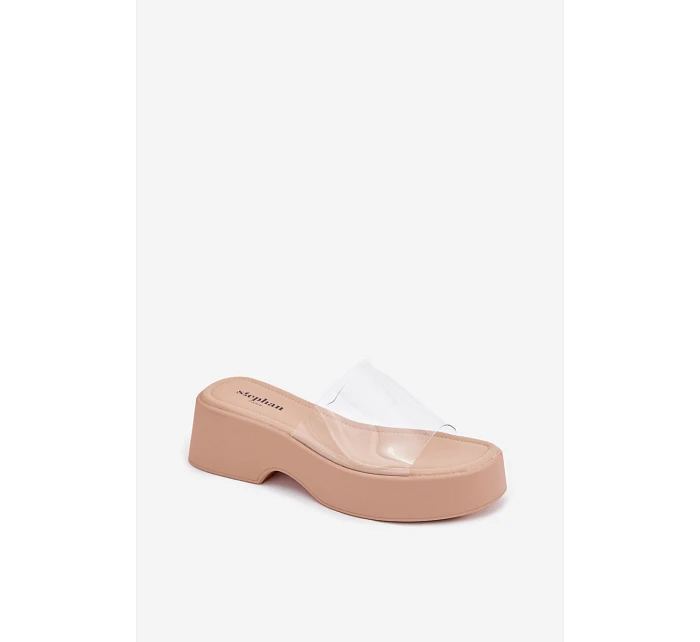 Dámské sandály na platformě s páskem Béžové model 22107240 - Boto