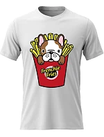 Dámske bavlnené tričko s potlačou - FRENCHIE FRIES - biele