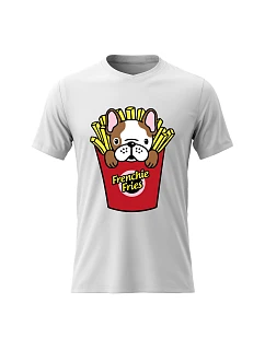 Dámske bavlnené tričko s potlačou - FRENCHIE FRIES - biele