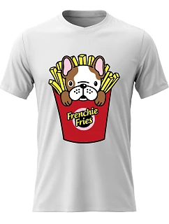 Dámske bavlnené tričko s potlačou - FRENCHIE FRIES - biele