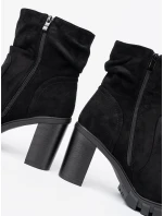 Jedinečné dámske čierne členkové topánky na širokom podpätku