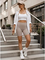 Dámske cyklistické šortky s vysokým pásom šedé FashionStreet SY0584 Dámske cyklistické šortky s vysokým pásom šedé FashionStreet SY0584