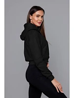 Krátká černá tepláková mikina s kapucí model 18378818 - J.STYLE Krátká černá tepláková mikina s kapucí model 18378818 - J.STYLE