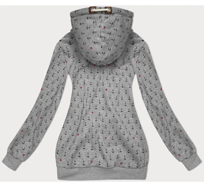 Tmavě šedá vzorovaná dámská mikina model 19694154 - 6&8 Fashion Tmavě šedá vzorovaná dámská mikina model 19694154 - 6&8 Fashion