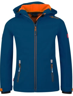 Trollkids Detská softshellová bunda Trollfjord Jacket with hood blue (161-142)