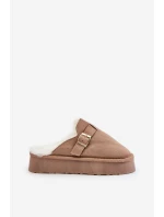 Kapcie Damskie Na Grubej Podeszwie Z Futerkiem I Klamrą Ciemnobeżowe Linneola Kapcie Damskie Na Grubej Podeszwie Z Futerkiem I Klamrą Ciemnobeżowe Linneola