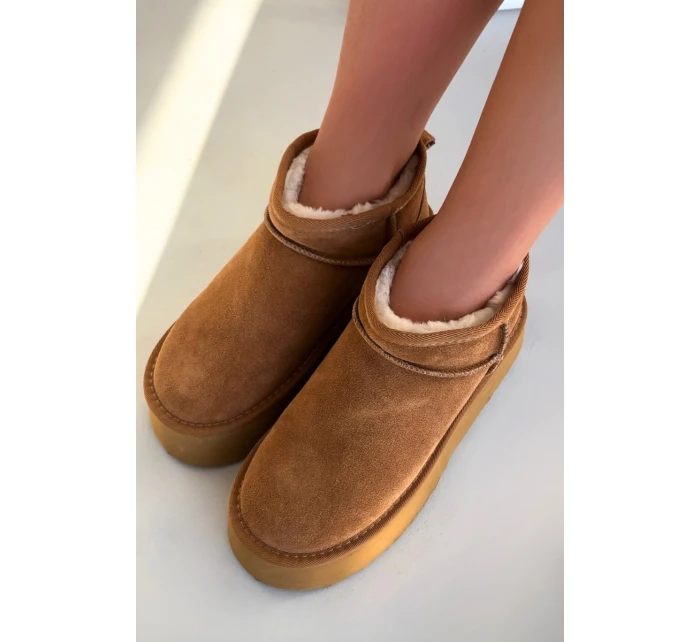 Dámské sněhule z přírodního semiše Camel Mairene