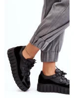 Dámská kožená sportovní obuv na platformě Zazoo Black Dámská kožená sportovní obuv na platformě Zazoo Black