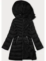 Černá prošívaná dámská bunda s kapucí model 19342627 - J.STYLE Černá prošívaná dámská bunda s kapucí model 19342627 - J.STYLE