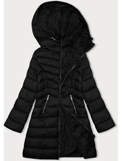 Černá prošívaná dámská bunda s kapucí model 19342627 - J.STYLE Černá prošívaná dámská bunda s kapucí model 19342627 - J.STYLE