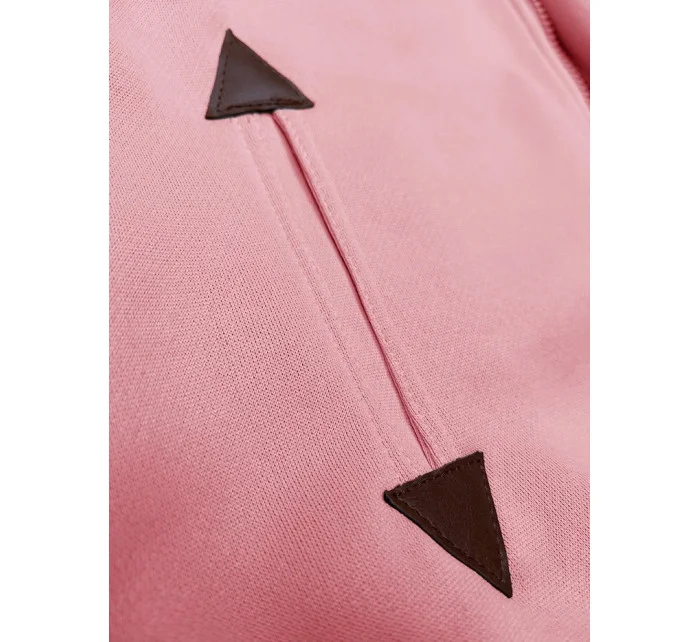 Růžová hladká dámská rozepínací mikina model 19656370 - 6&8 Fashion