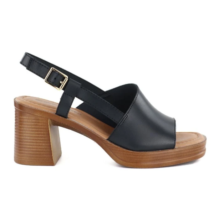 Dámske čierne sandále na podpätku Potocki 54324 Dámske čierne sandále na podpätku Potocki 54324