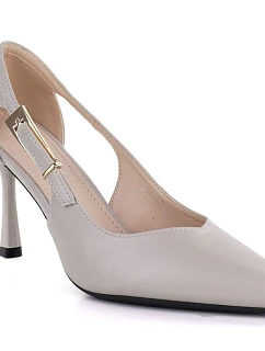 Dámske šedé lodičky na podpätku Vinceza 62288