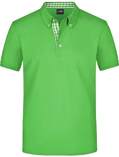 Daiber JN 964 Pánske polo tričko s gombíkmi v štýle piqué 02.0964 limetkovozelené/limetkovozelené/biele