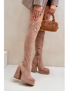 Kozačky S  Na Podpatku A Platformě Béžové elian model 21679529 - Boto