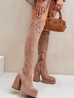 Kozačky S  Na Podpatku A Platformě Béžové elian model 21679529 - Boto